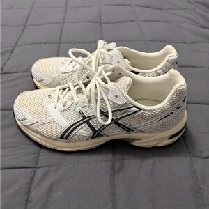 Asics Cream and Black Athletic Shoes